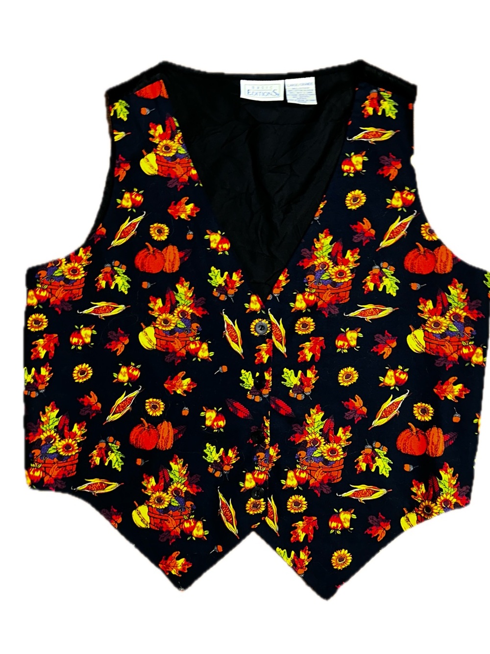 Basic Editions ~ Large ~ Fall Colors ~ Fall Leaves/ Floral/Pumpkins/ Corn ~ Vest